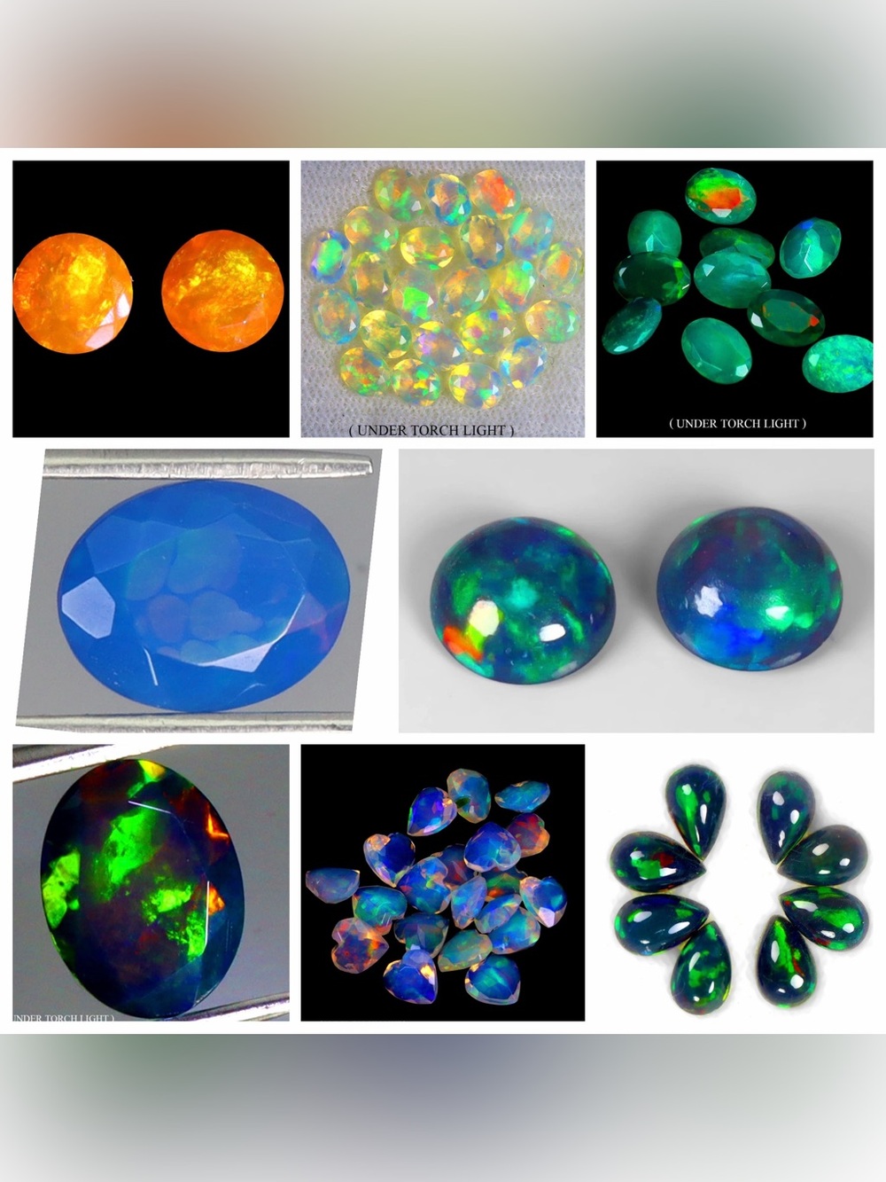 Fire Opals Listing Soon!!  Stunning jewelry & Gems! Black, Blue, Orange, Green.
